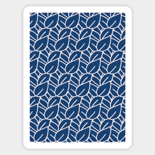 Simple Modern Line Art Leaves Blue Sticker